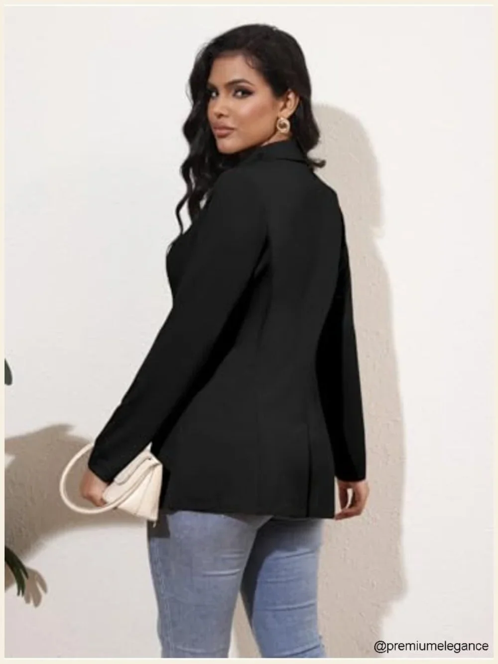 Women's Stretch Work Blazer Long Sleeve Knit Casual Office Suit Jacket